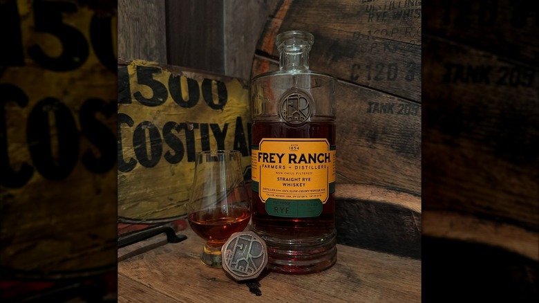 Frey Ranch whiskey with bottle