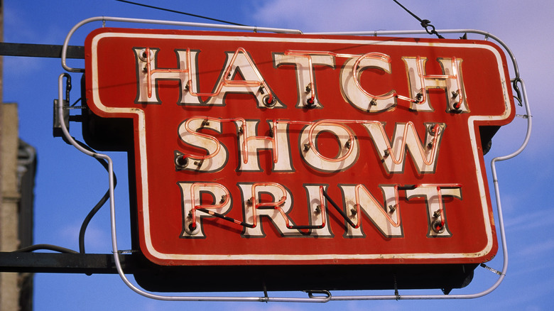 Hatch Show Print shop red street sign