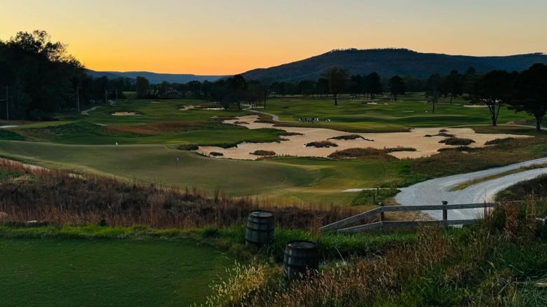 Sweetens Cove Golf Club view of mountains at sunset