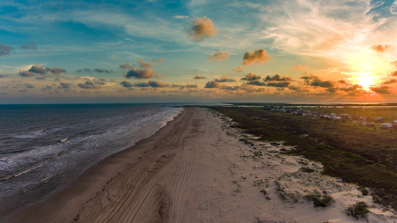 Quiet and deserted Matagorda Beach, Texas