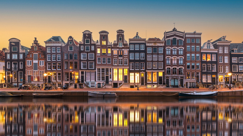 The Herengracht Canal at dusk.