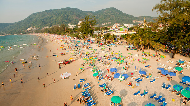 crowded beach in Phuket