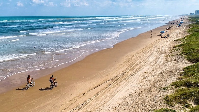 Children cycle on South Padre Island.