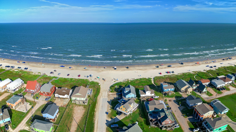 An aerial view of Surfside Beach, Texas.