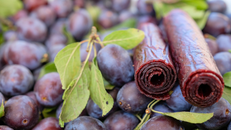 Plum fruit leather rolls