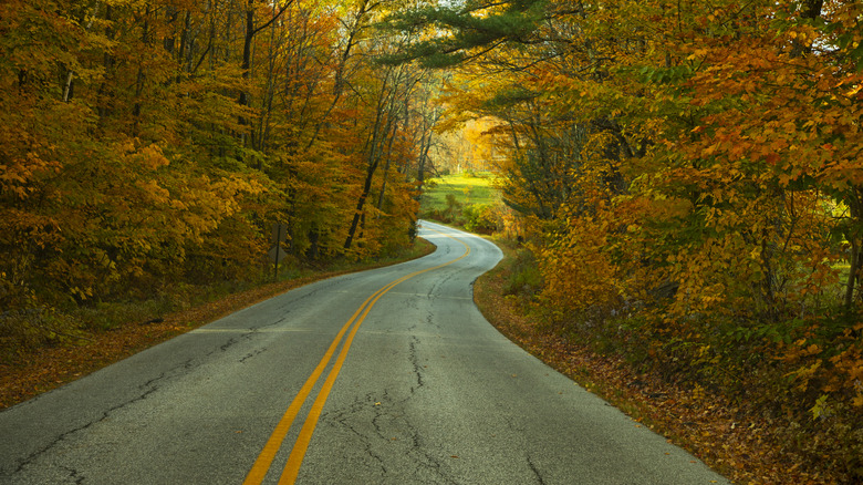 Winding autumn road in Vermont