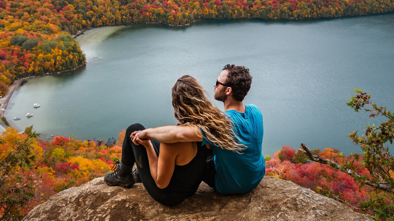 Couple enjoying Vermont fall foliage