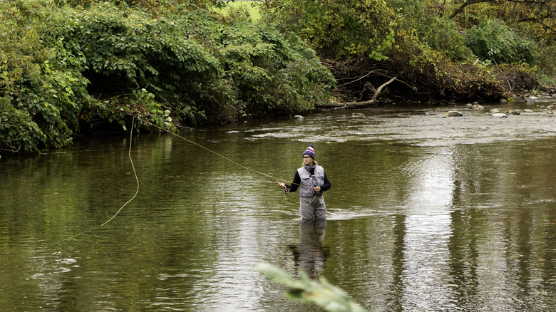 Female angler on the Battenkill River