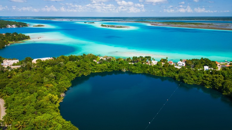 Bacalar lagoon aerial view