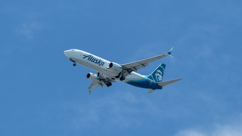 Alaska Airlines plane in air 