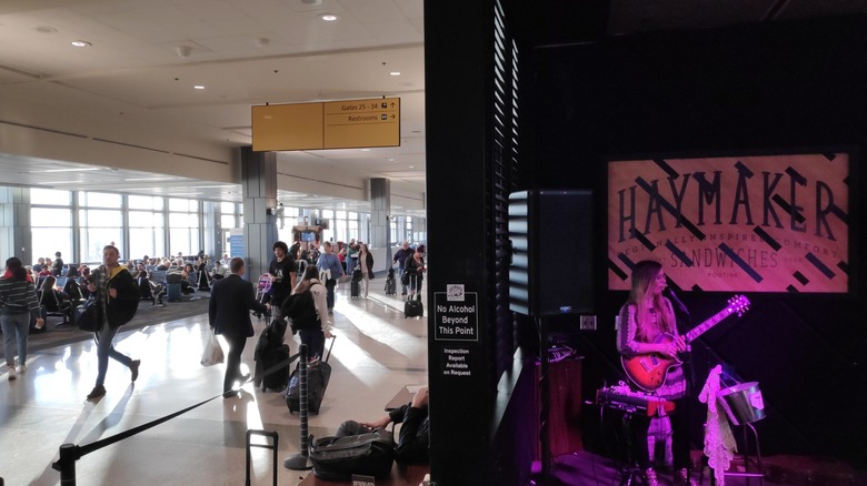 musician performing at Austin Airport