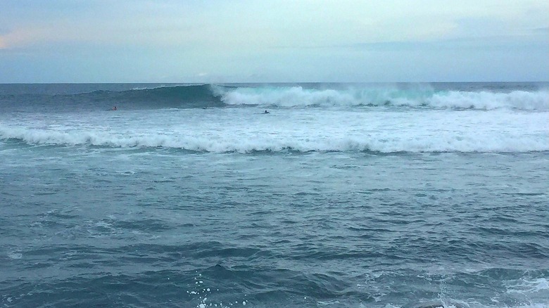 El Sunzal point break breaking with only a few surfers out