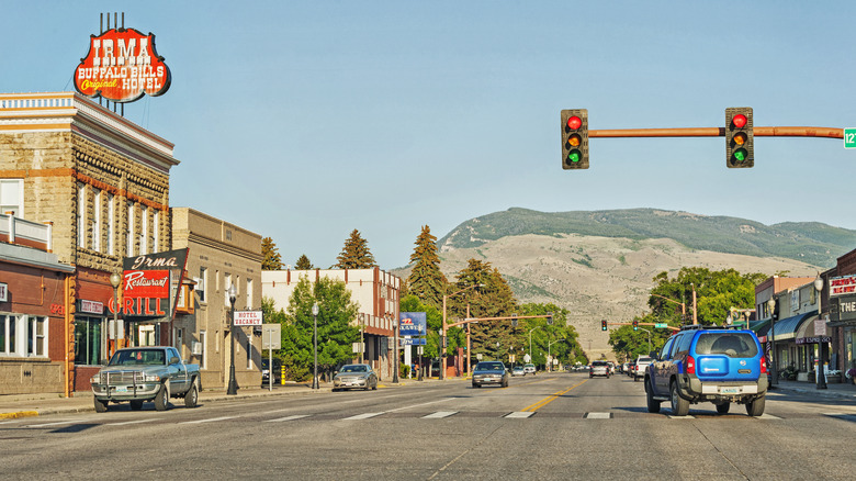 Cody, Wyoming against mountain backdrop