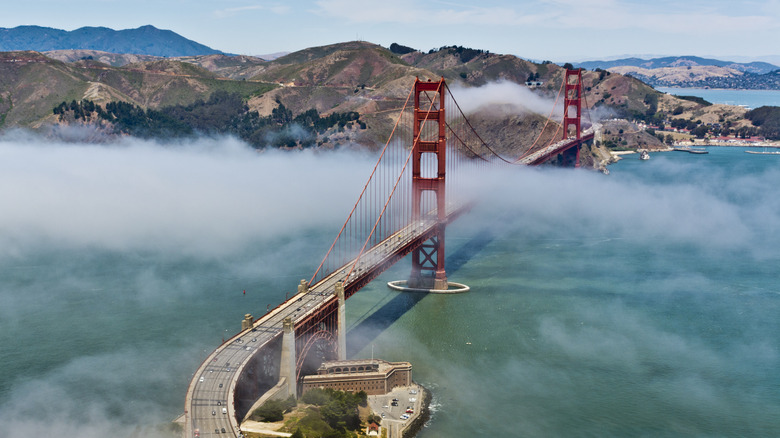 fog over Golden Gate Bridge