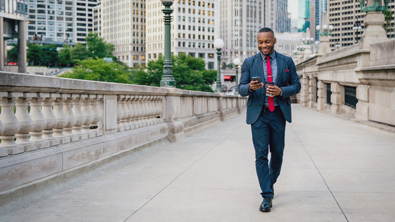 Business man on street in Chicago