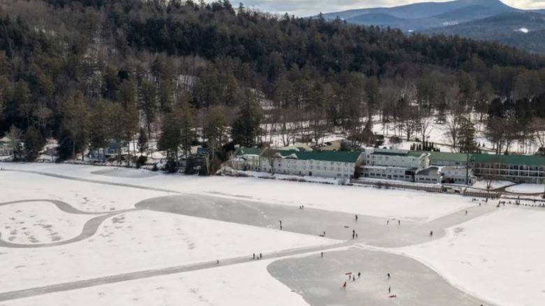 View of Lake Morey ice skating trail.