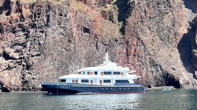 Royal Galapagos Catamaran sailing in front of Isabela Island