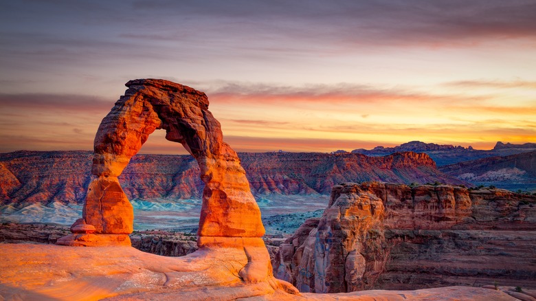 A view of The Delicate Arch at Arches National Park in Utah.