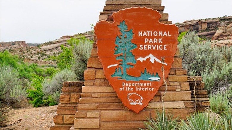 National Park Service sign in Colorado desert