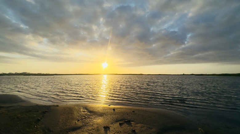 Sunset over the beach of Matagorda Bay