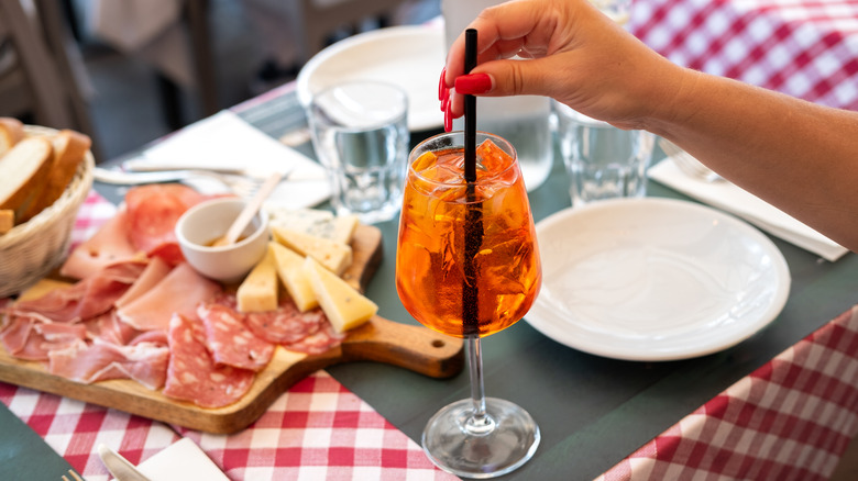 Aperol spritz and charcuterie board