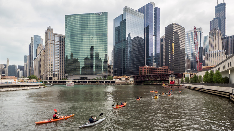 Kayakers at Wolf Point Chicago