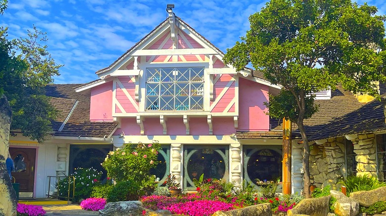 Pink timbered building of Madonna Inn, California