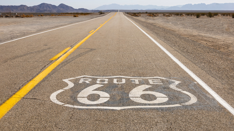 Route 66 marking on road