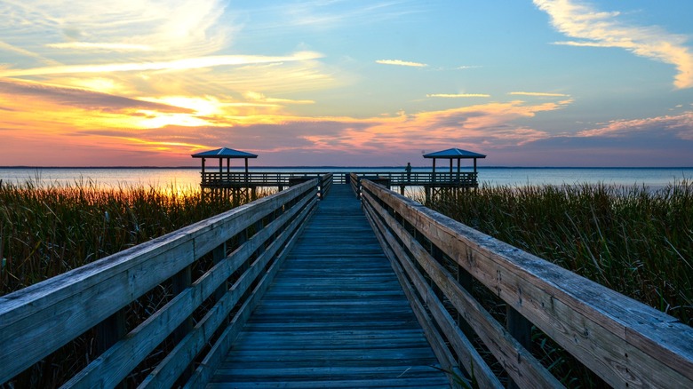 Lake George decking during sunset