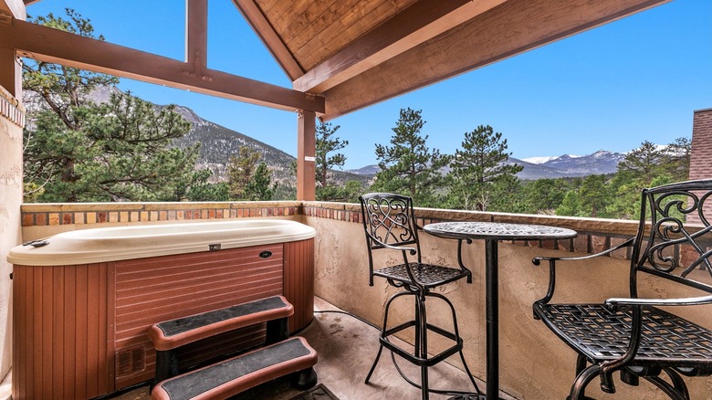 Hot tub on a patio