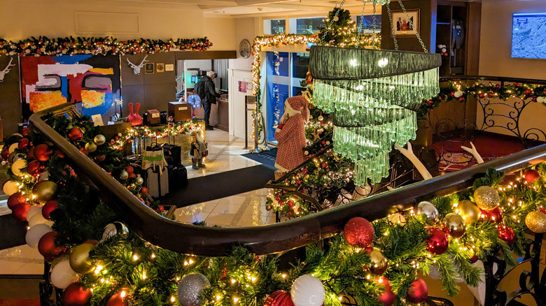 Cruise ship decorated with festive decor