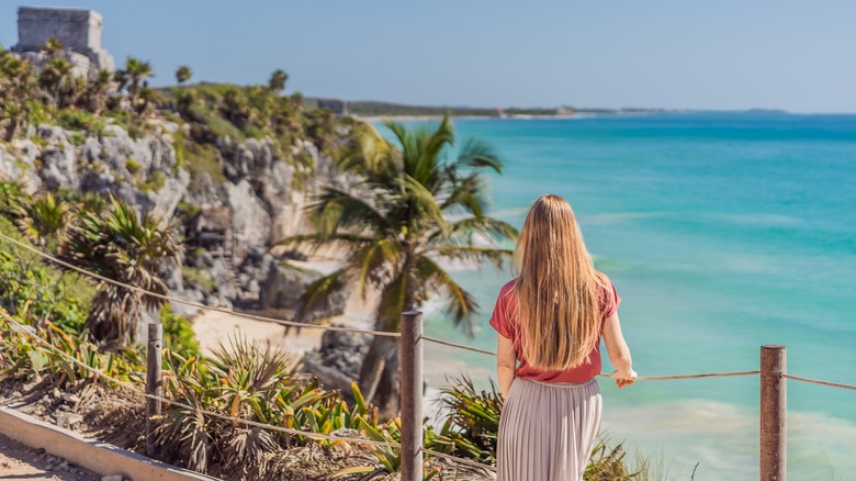 Girl near ocean in Tulum