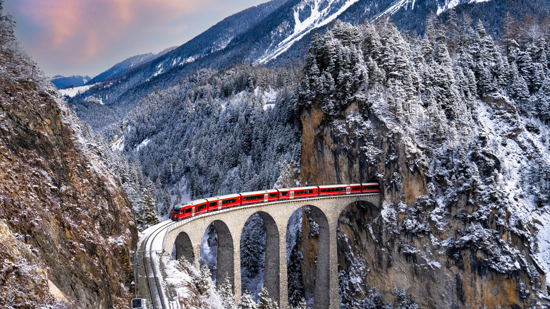 Train in Swiss Alps