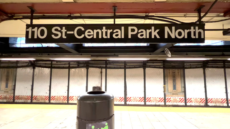 Central Park North 110th street station sign