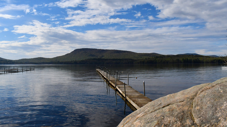 Dock leading out to Lake Pleasant, NY