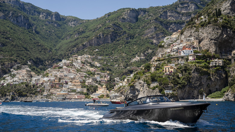 View of the Amalfi Coast from the Tyrrhenian Sea, off of Positano, Italy