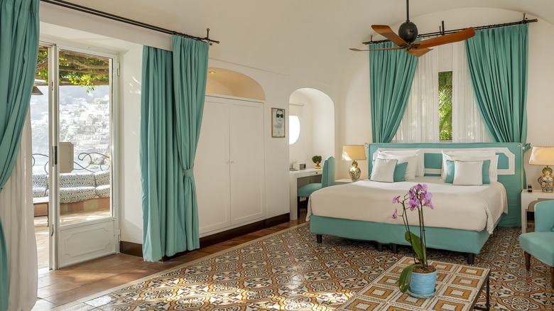 Interior of the Callas Suite at Villa Treville in Positano, Italy