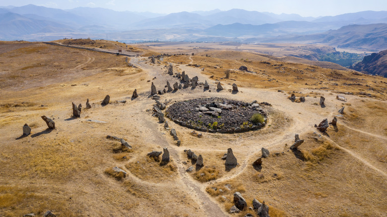 Sunny day at Zorats Karer, also known as Carahunge, in Armenia