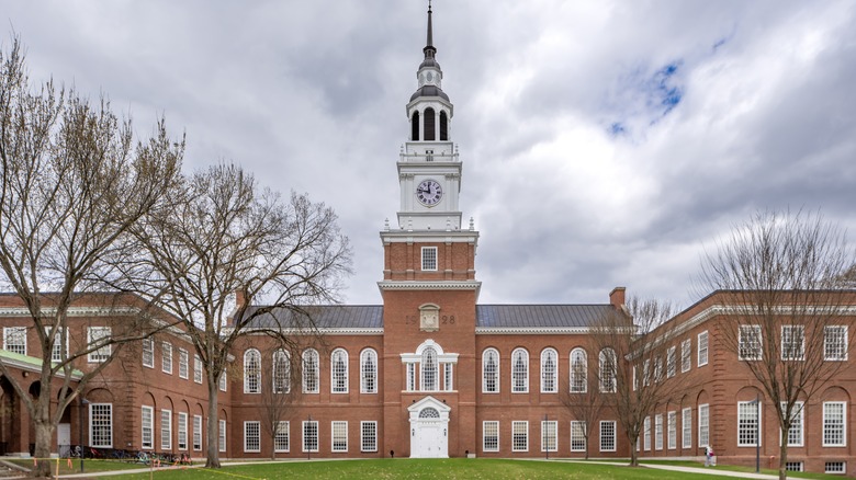 Red brick library tower in Dartmouth college