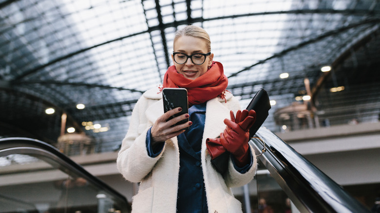 A person looking at her phone