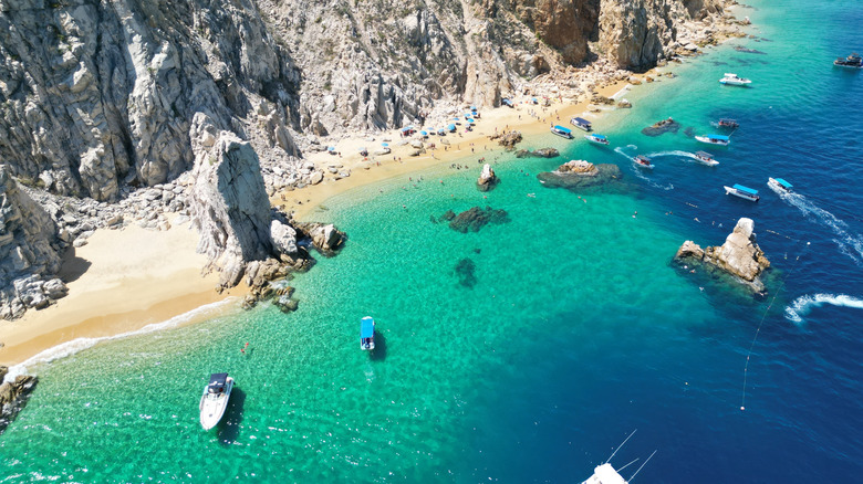 Ariel view of the coast of Cabo San Lucas, Baja California, Mexico