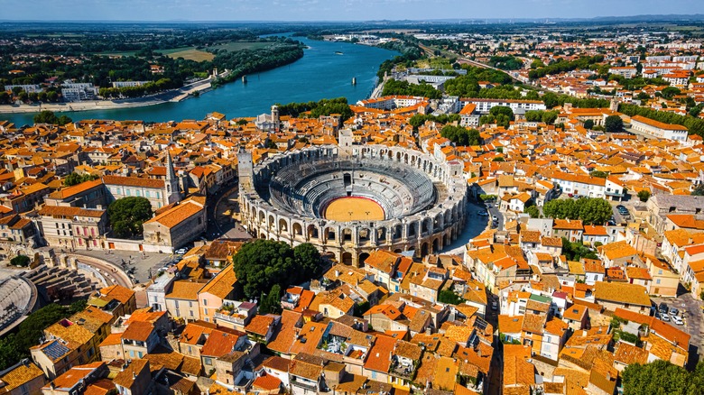 An aerial view of Arles, France