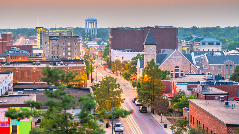 Aerial view of Columbia, Missouri