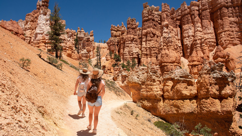 Two women hiking