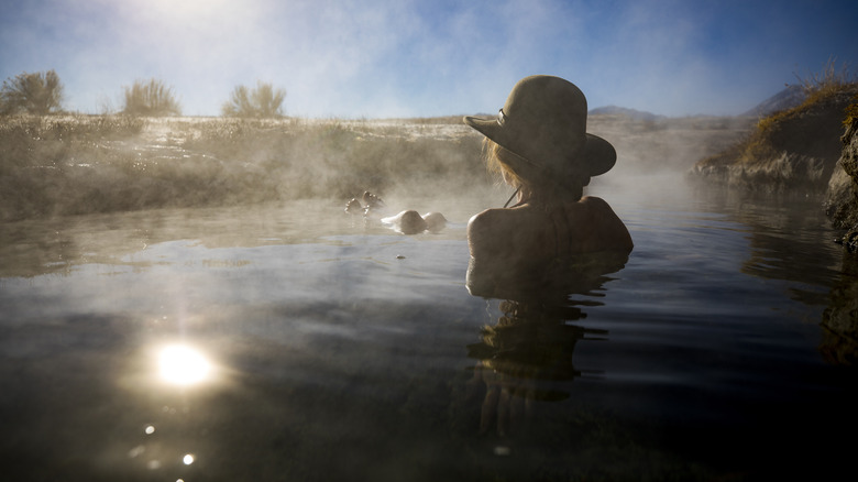 A woman in pool