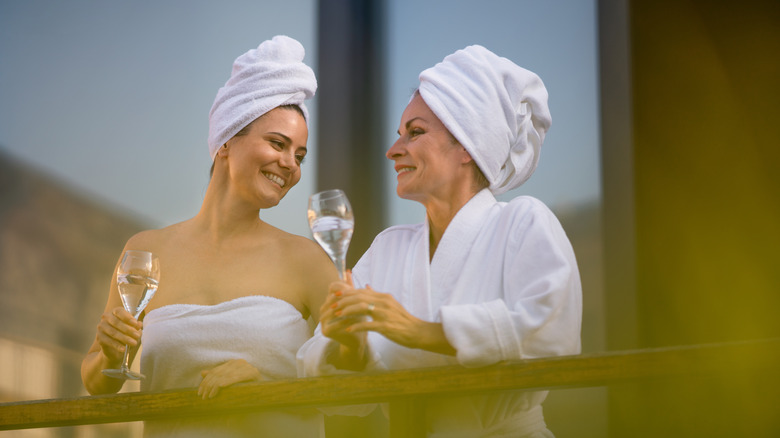 Two women in robes