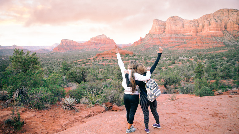 Two women in desert