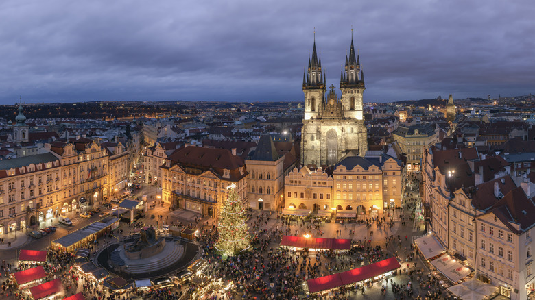 Prague Christmas Market aerial