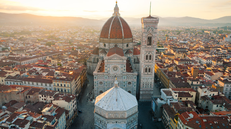 Florence sunset aerial view