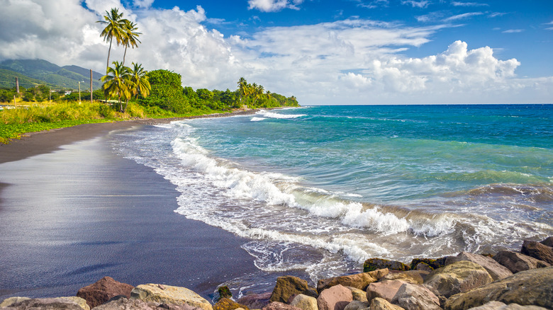 Black sand beach on St. Kitts